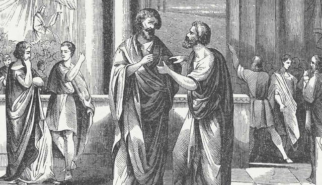 Scene of Aristides’ ostracism in ancient Athens