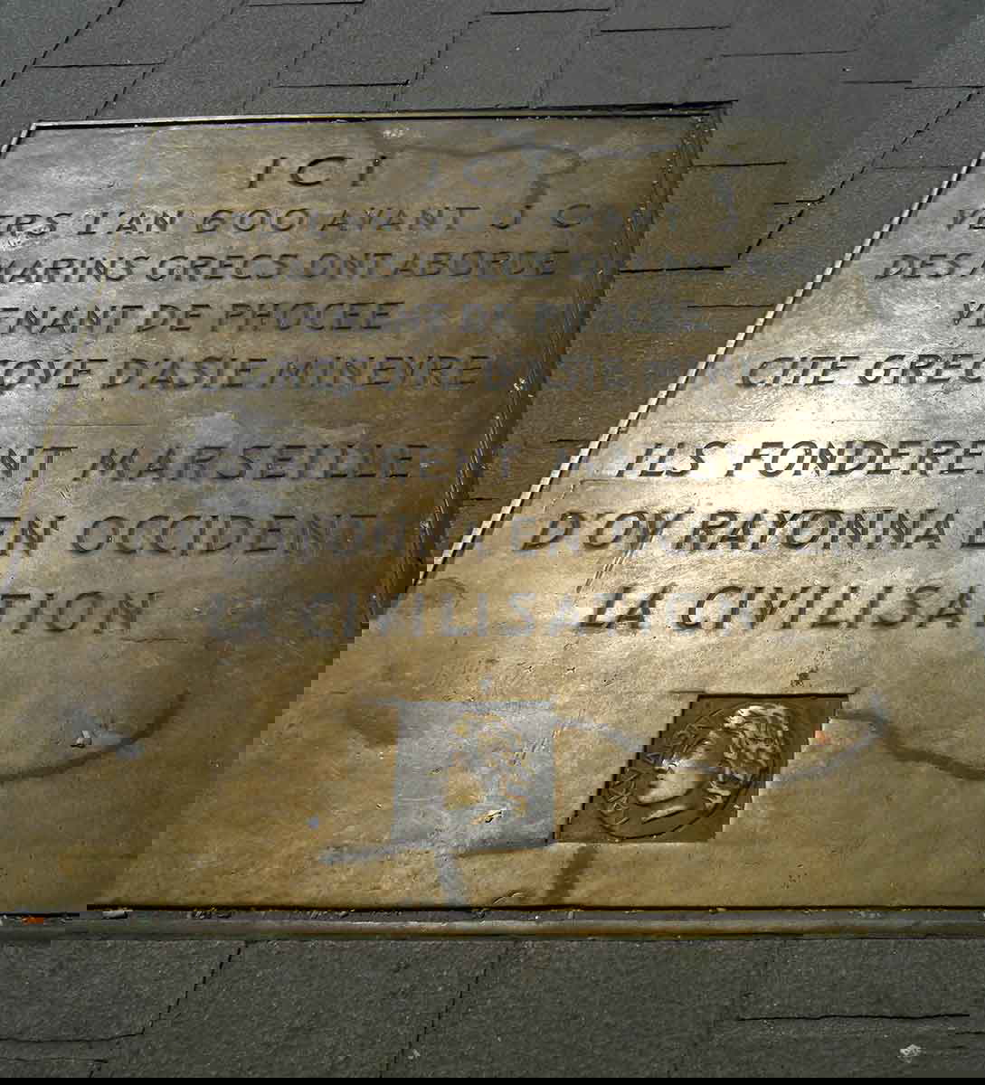 plaque foundation Massalia Marseilles author