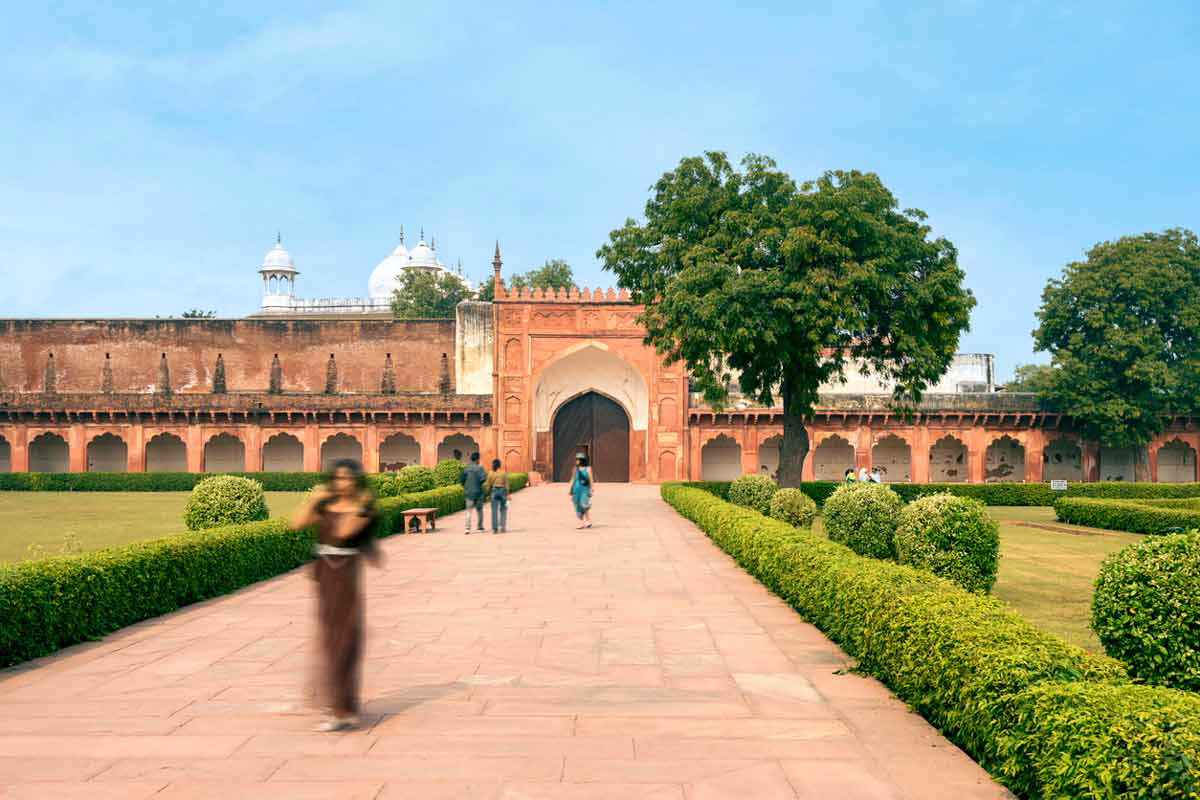 The garden of the Red Fort in Delhi, India