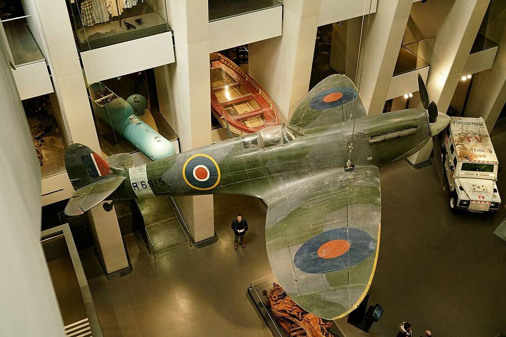 Spitfire aircraft display at Imperial War Museum, London.