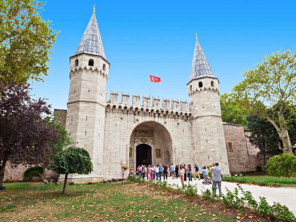 Imperial Gate of Topkapi Palace Museum in Istanbul, historic entrance to the Ottoman imperial residence.