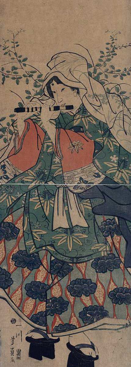 utagawa yoshikazu woman playing shinobue