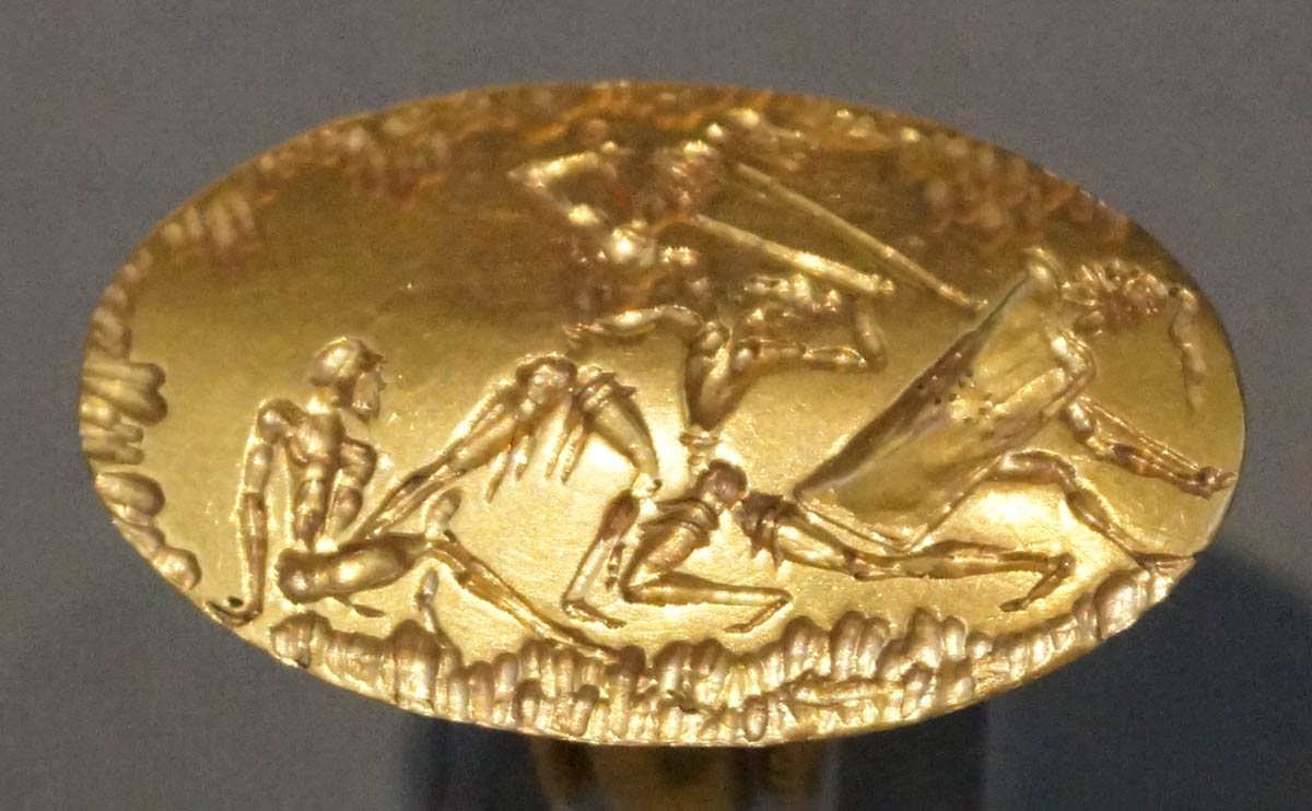 Gold Ring Battle Mykenae