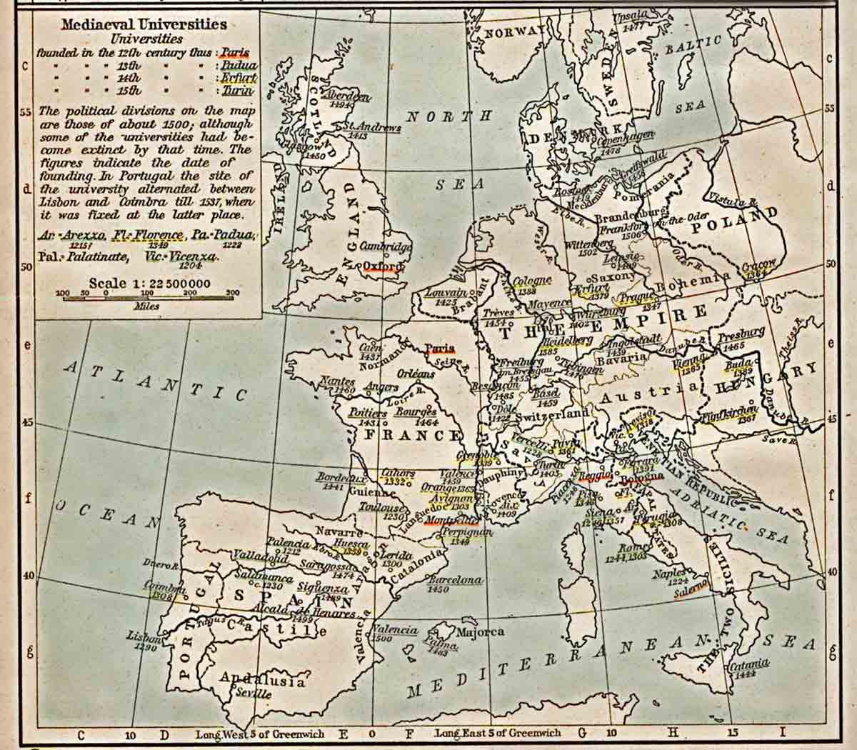 Map Medieval Universities