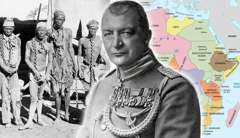 Herero and Nama prisoners, Franke, colonial Africa map