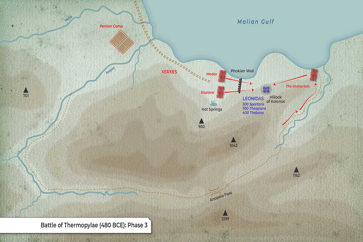 Map of the Battle of Thermopylae (Phase 3), provided by TheCollector.com