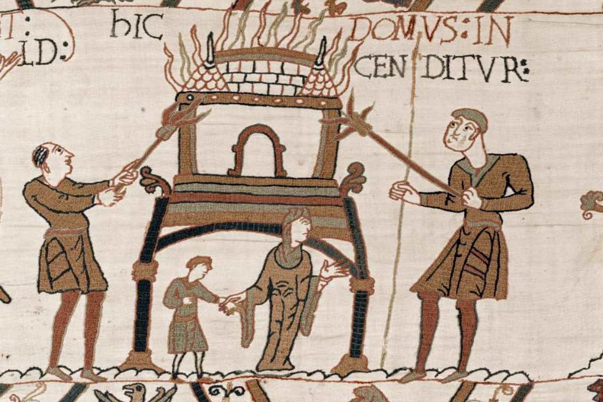 bayeaux tapestry burning english house