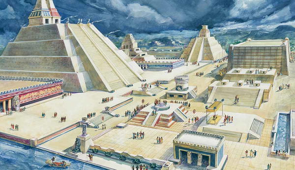 Reconstruction of the Aztec city Tenochtitlan