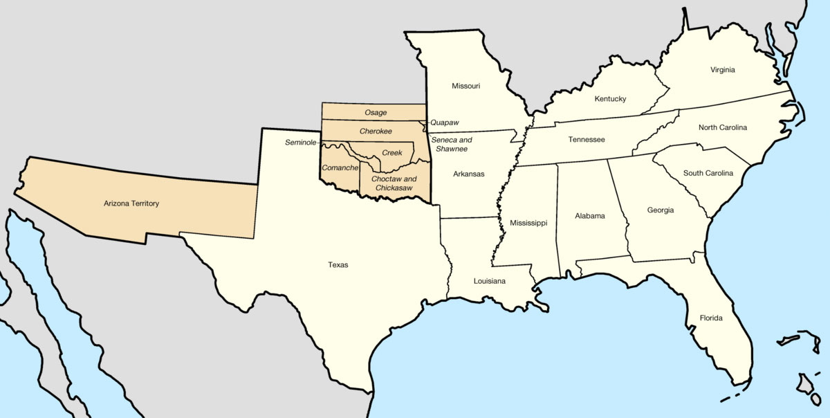 confederate states map black codes