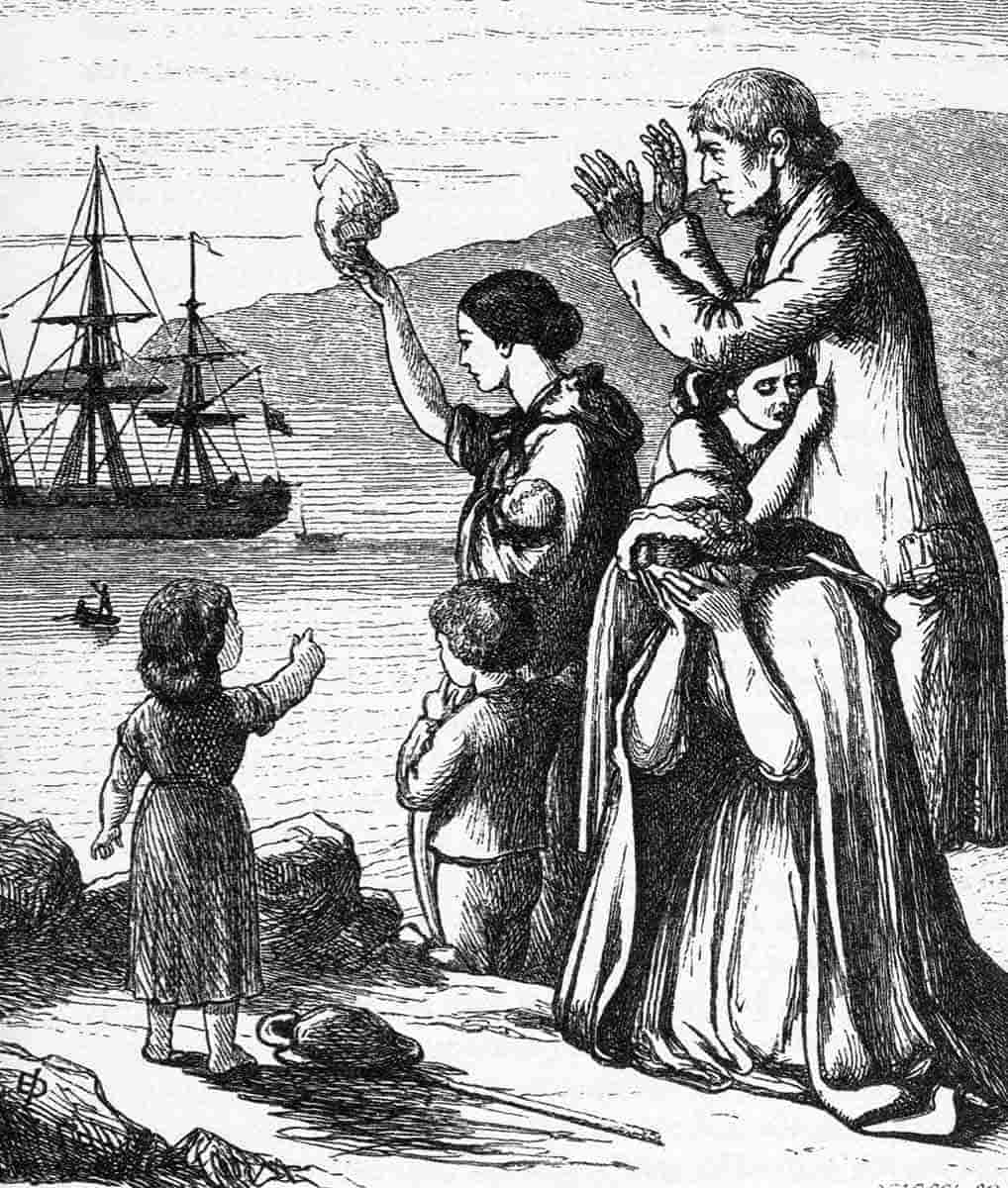 emigrants leaving ireland engraving