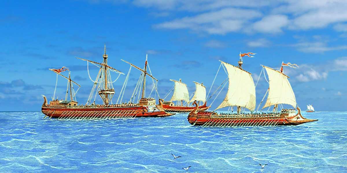 four dromonds galley ship