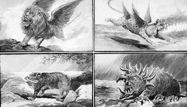 Four beasts from the Book of Daniel