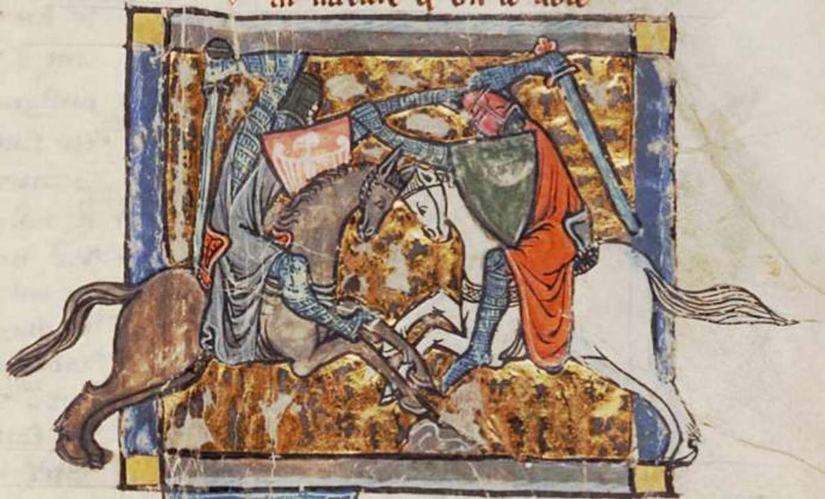 gawain fighting yvain garrett ms 125 miniature