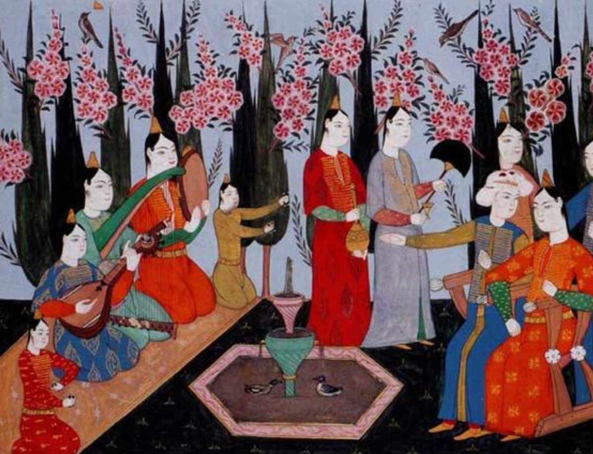 Women of the harem, in the Album of Sultan Ahmed I, circa 1610. S