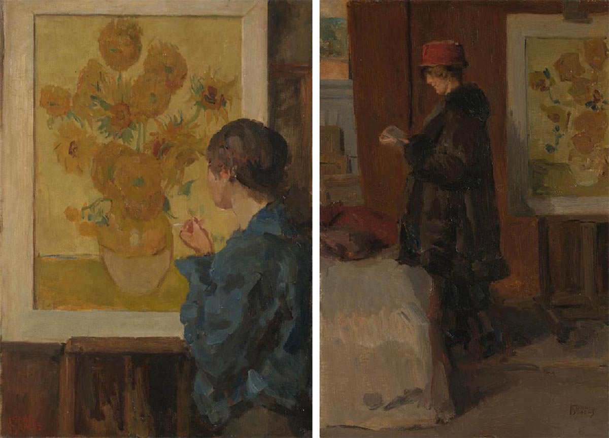 israels woman reading van goghs sunflowers