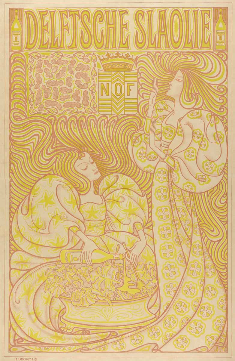 jan toorop lithograph delft salad oil