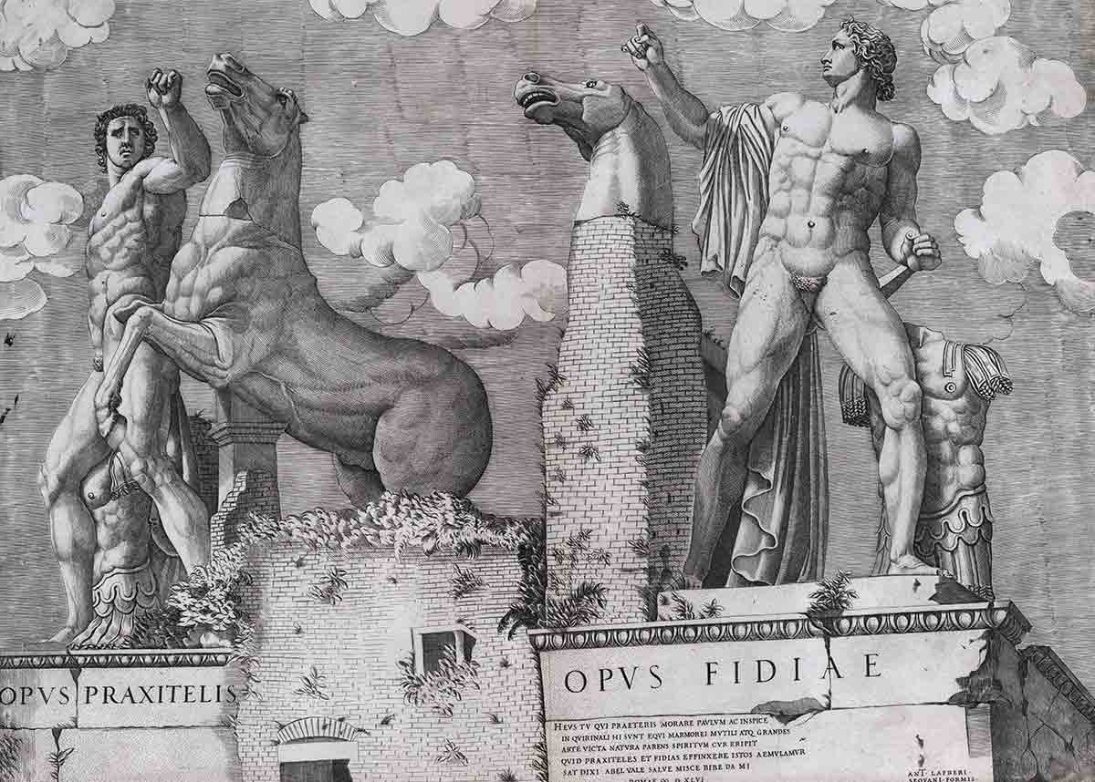 lafreri statues dioscuri rome print