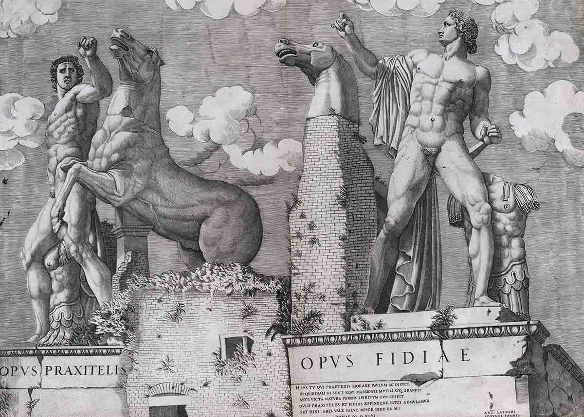 lafreri statues dioscuri rome print