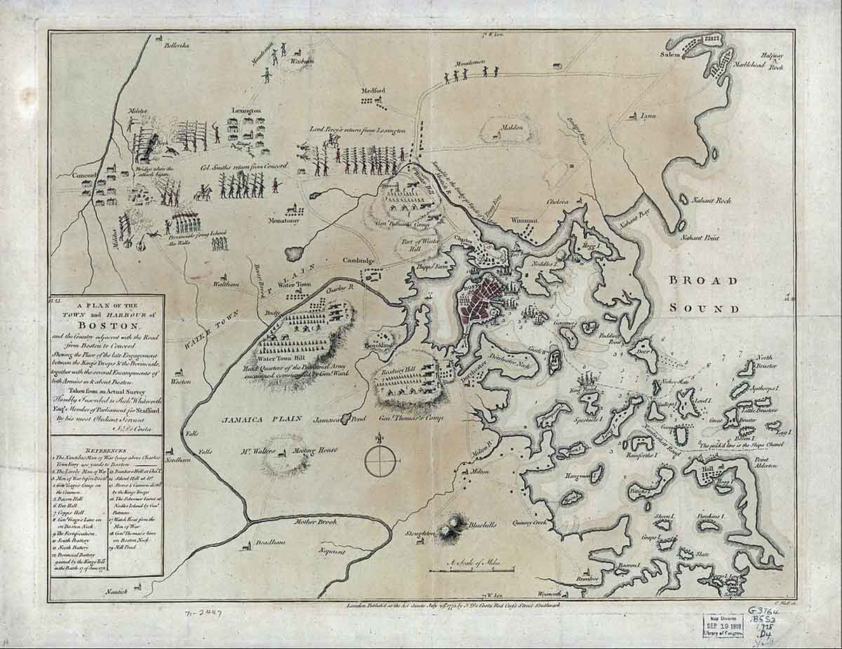 map battles lexingington and concord