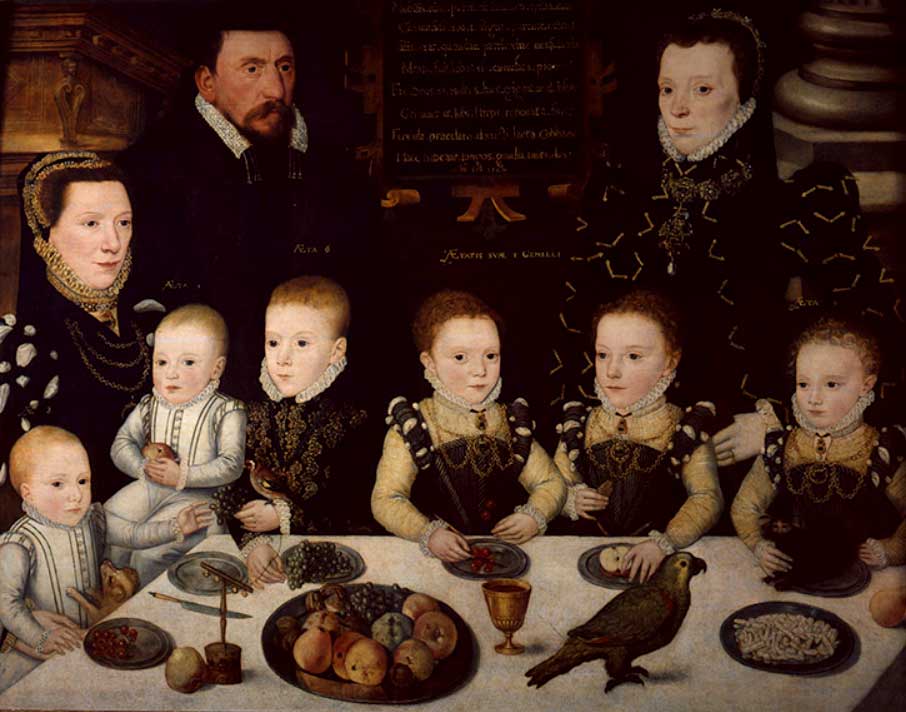 William Brooke, 10th Lord Cobham, and his family, attributed to Master of the Countess of Warwick, 1576.