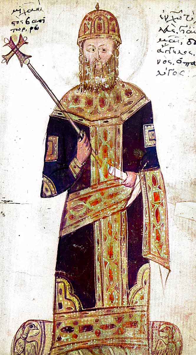 miniature of byzantine emperor michael viii