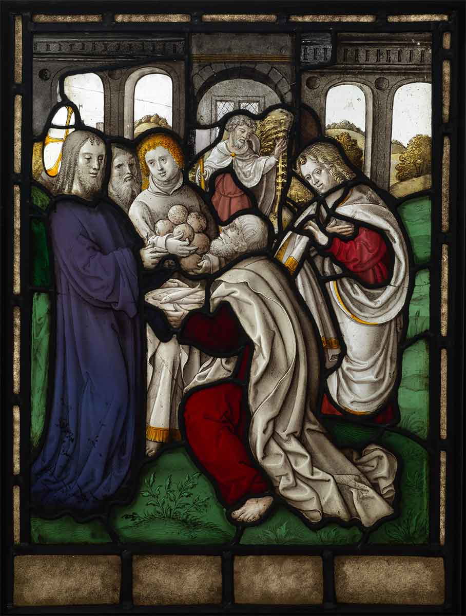 miracle of loaves and fishes stained glass
