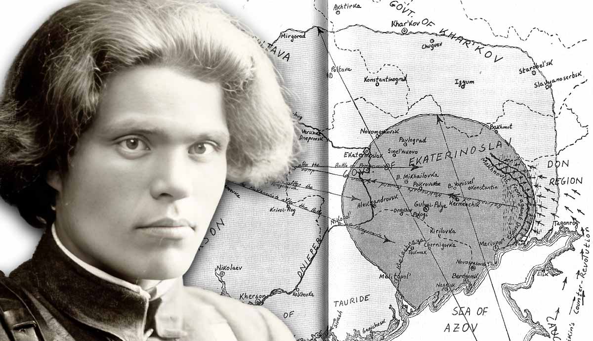 Makhnovshchina map and Nestor Makhno