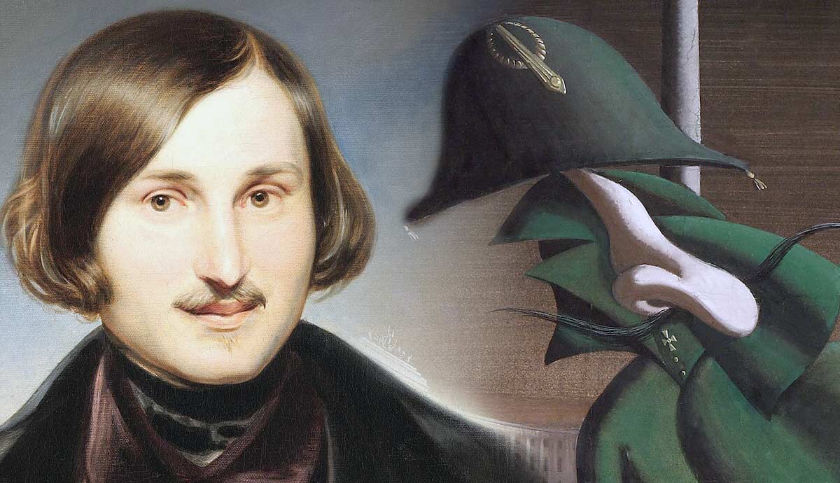 Gogol portrait and “The Nose” illustration
