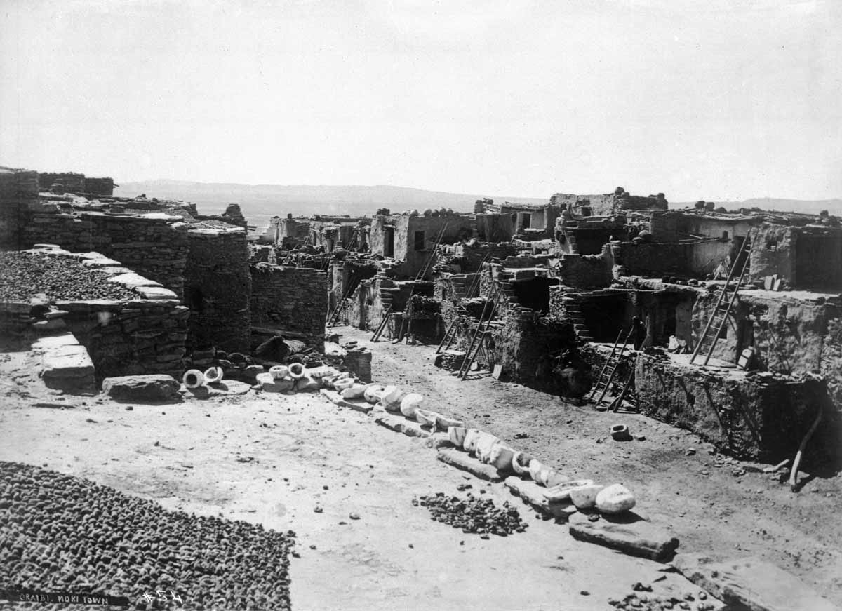 old photo of a street in Old Oraibi