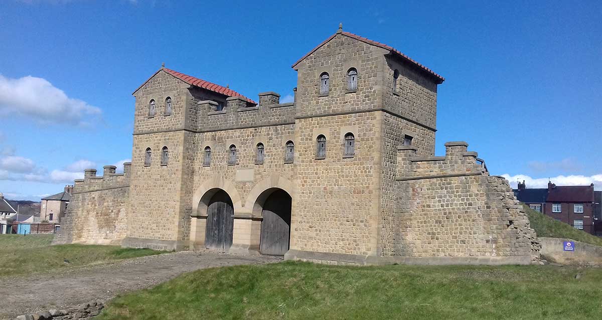 reconstructed roman fort gate