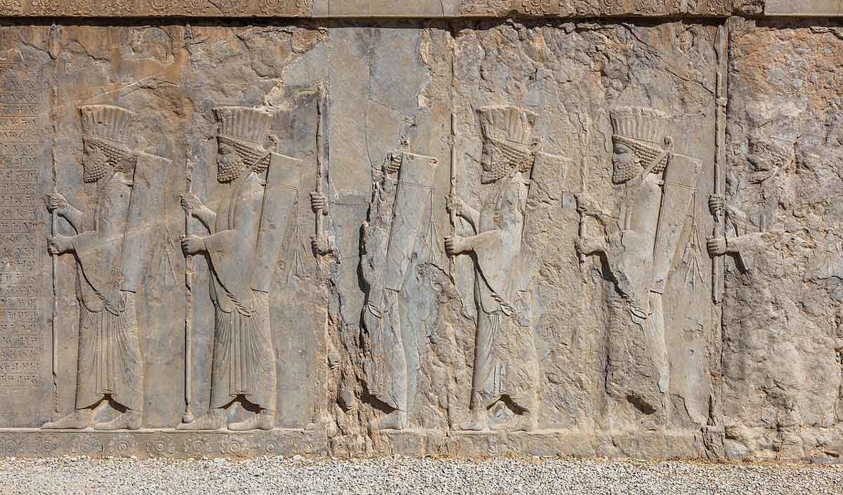 relief soldiers marching persepolis iran
