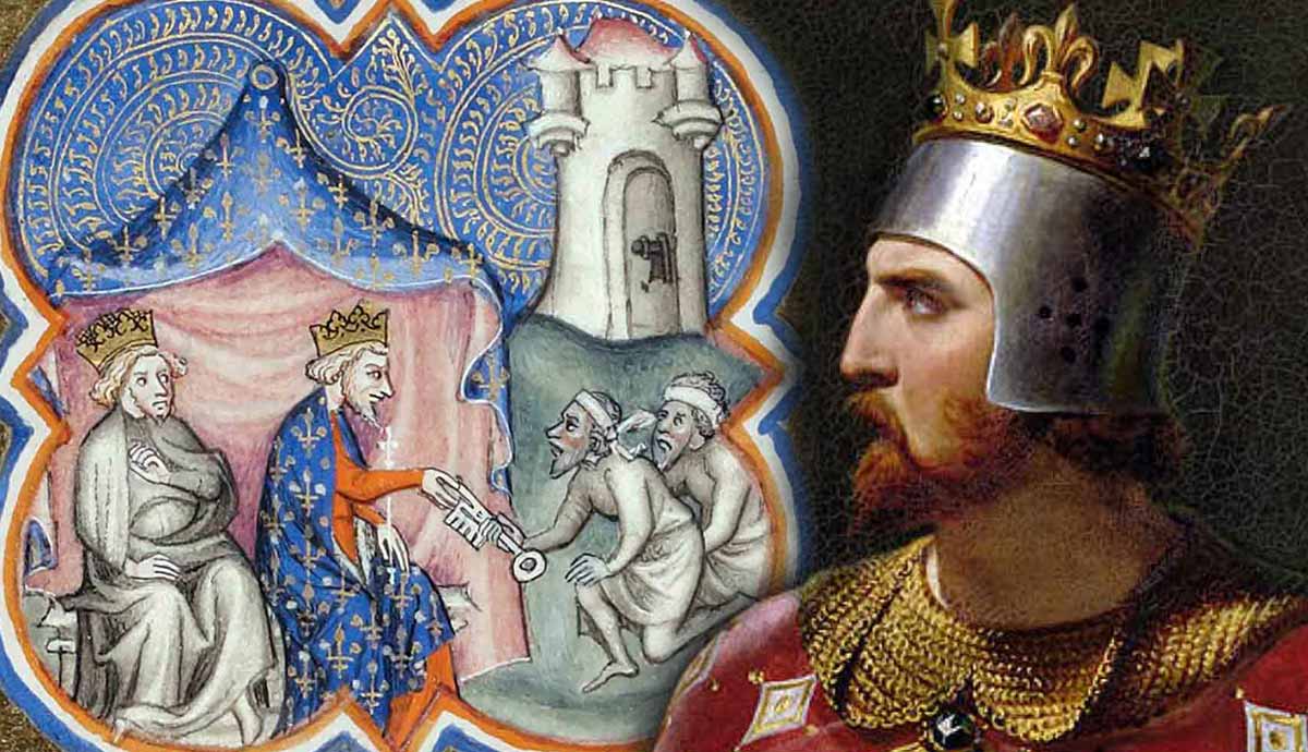 Medieval kings and figures in illuminated manuscript style