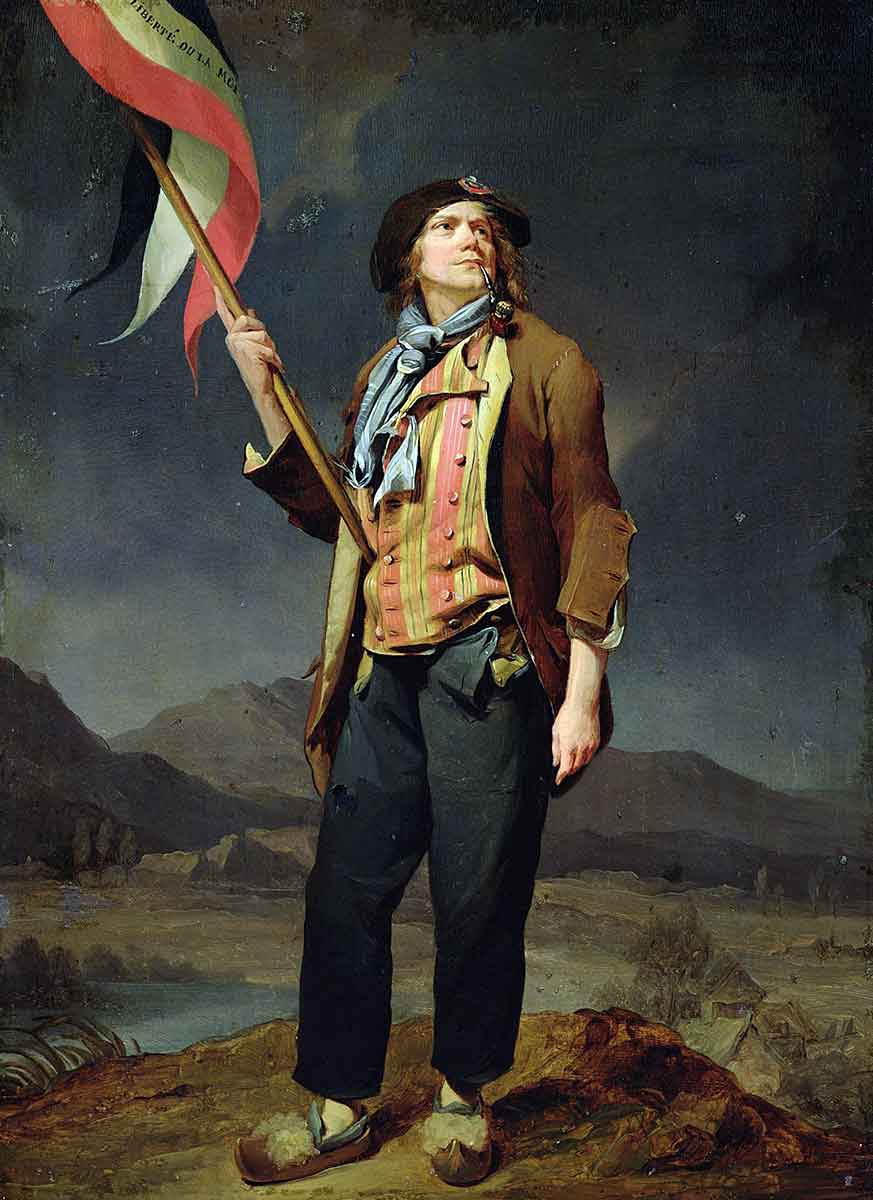 sans culotte holding tricolor