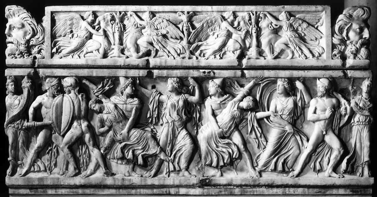 sarcophagus castor pollux leucippus relief