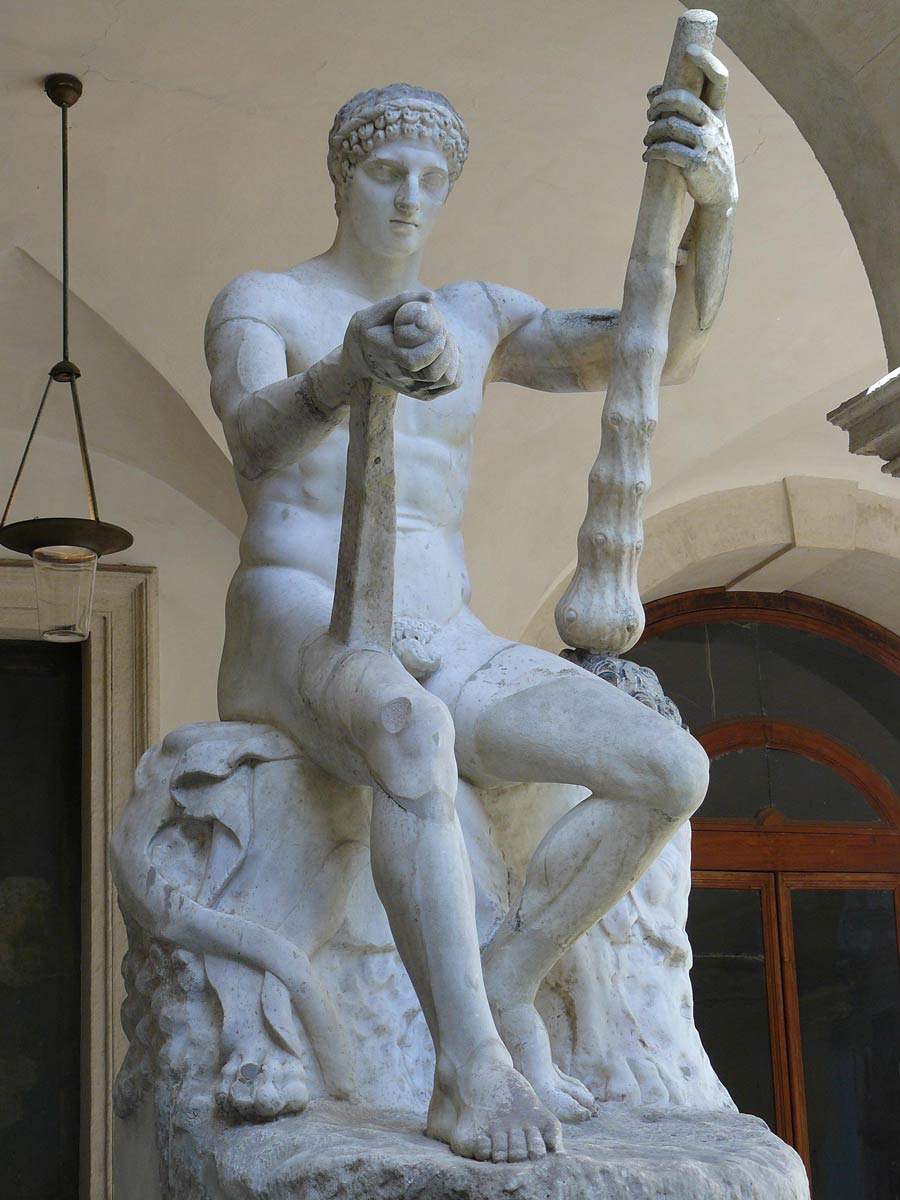 seated hercules roman copy of greek original marble sculpture