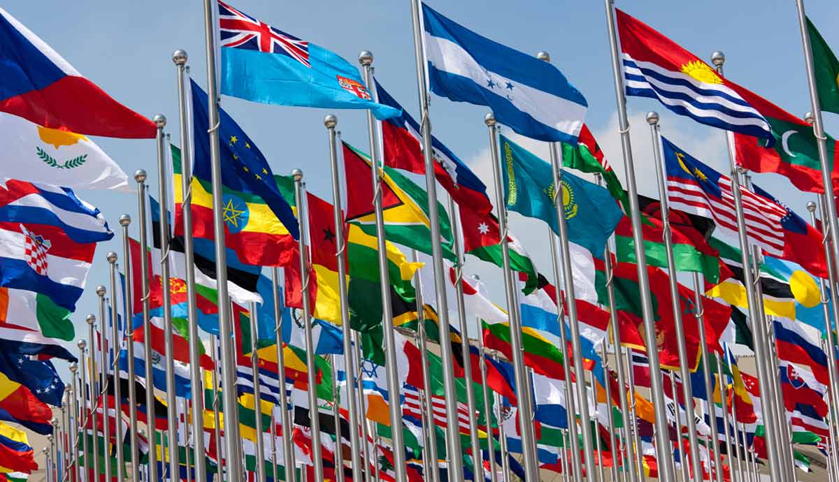 Multiple national flags