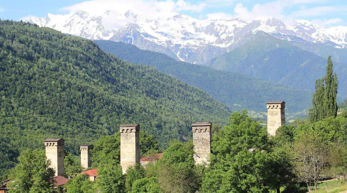 svan towers caucasus background svaneti georgia