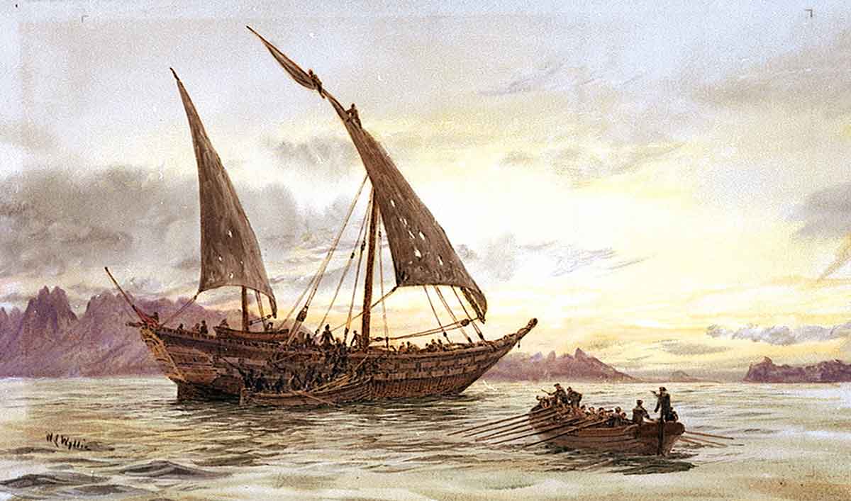 traditional dhow ship sailing