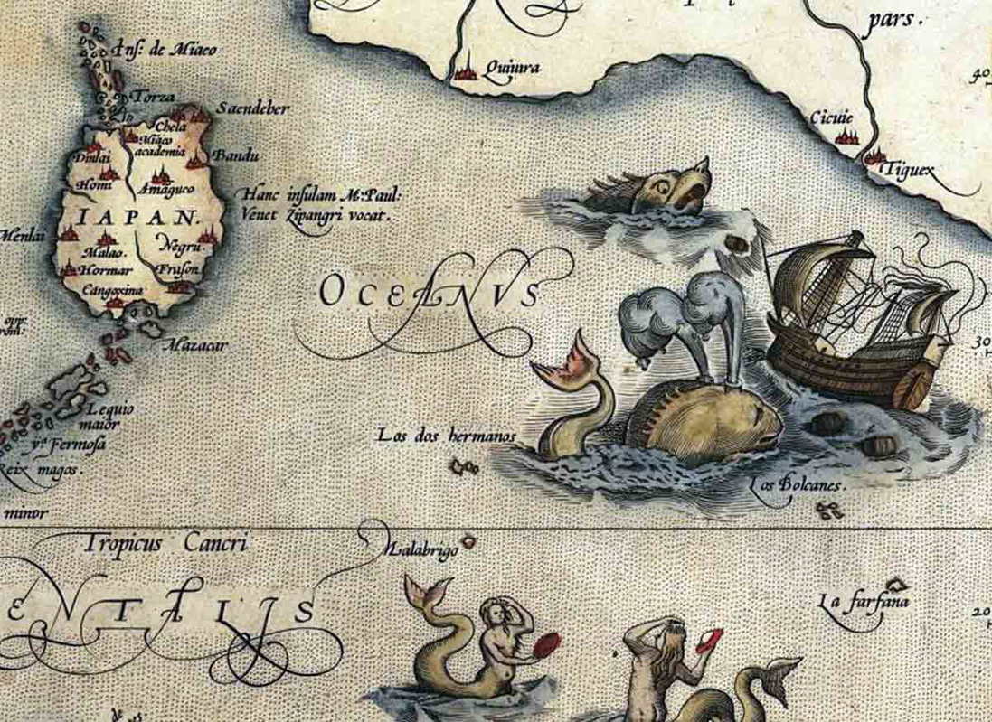 1570 theatrum orbis terrarum map monsters