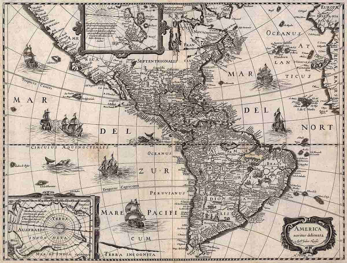 17th century map americas
