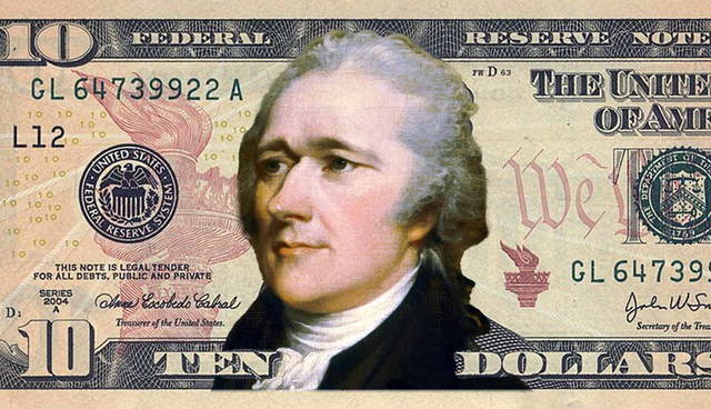 Alexander Hamilton on the ten-dollar bill