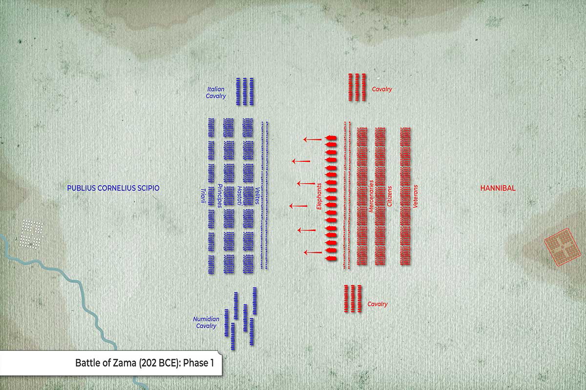 Map of the Battle of Zama (Phase 1), provided by TheCollector.com
