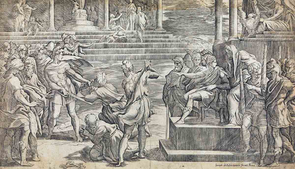 caraglio the martyrdom of st peter and st paul engraving