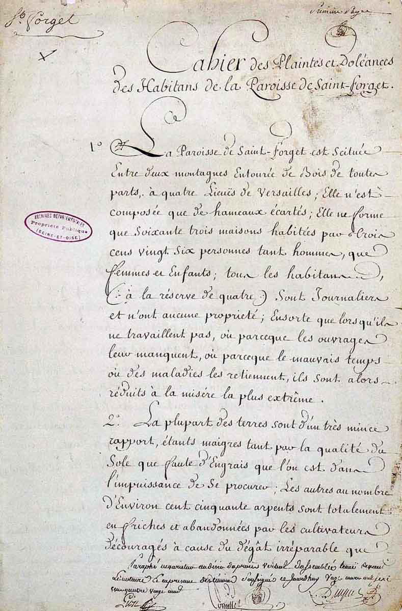 chaier de doléances france 1789