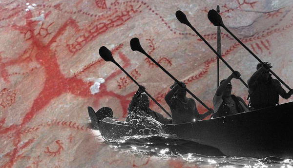 Chumash rock art and canoe paddlers