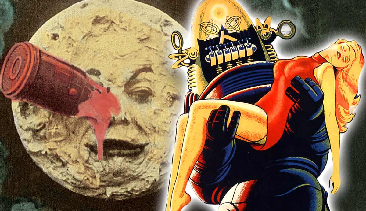 Georges Méliès’ *A Trip to the Moon* (1902) and *Forbidden Planet* (1956) sci-fi poster