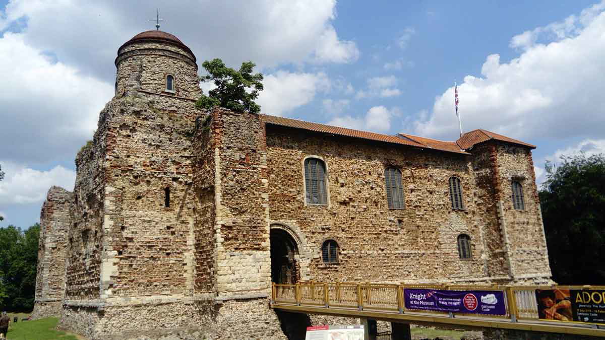 colchester castle view from the park essex