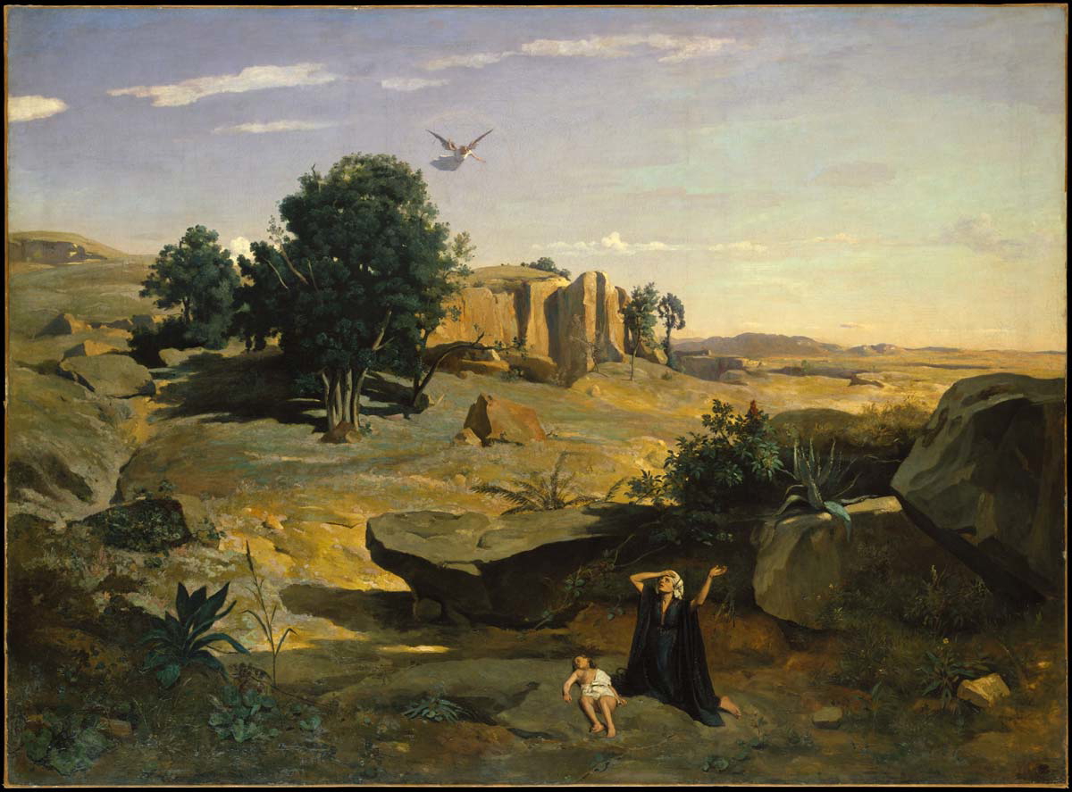 corot hagar in wilderness painting