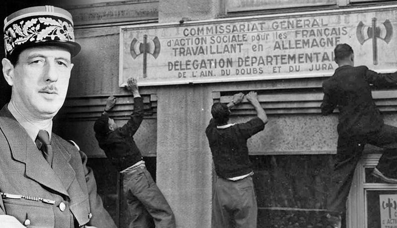 Charles de Gaulle and Vichy sign removal