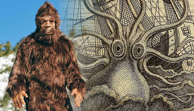 Bigfoot and Kraken mythological creatures